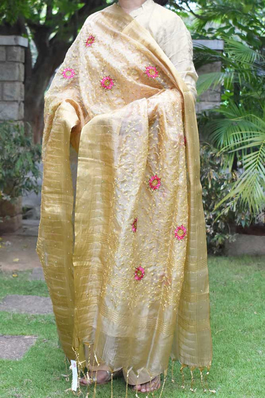 Elegant Organza dupatta with Embroidery & stone work