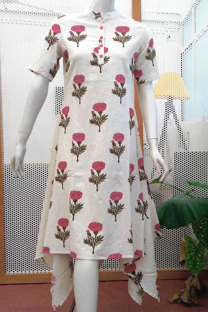 Elegant Cotton Asymmetric Long Kurta/ dress