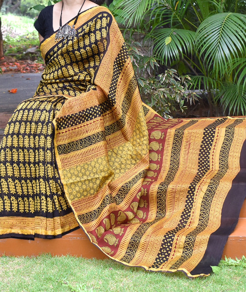 Classic Bagh Hand Block Printed Chanderi saree
