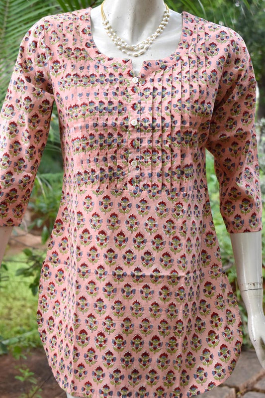 Elegant Block Printed Cotton Short Kurta