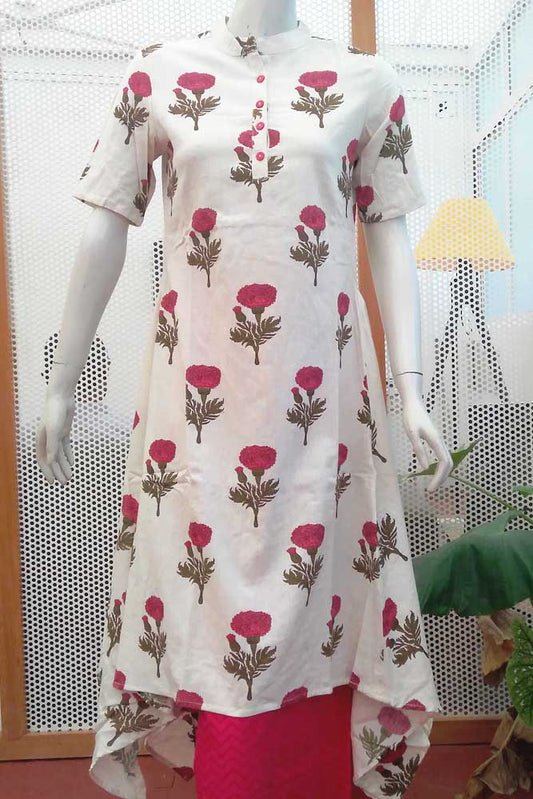 Elegant Cotton Asymmetric Long Kurta/ dress