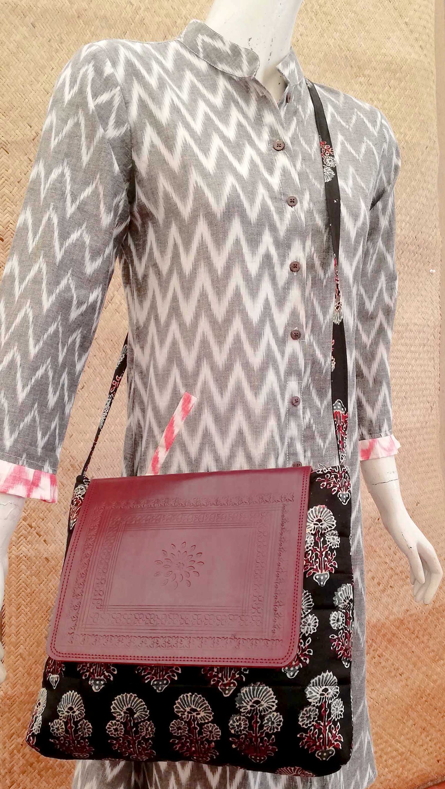 Kutch Leather & Mashru Sling bag