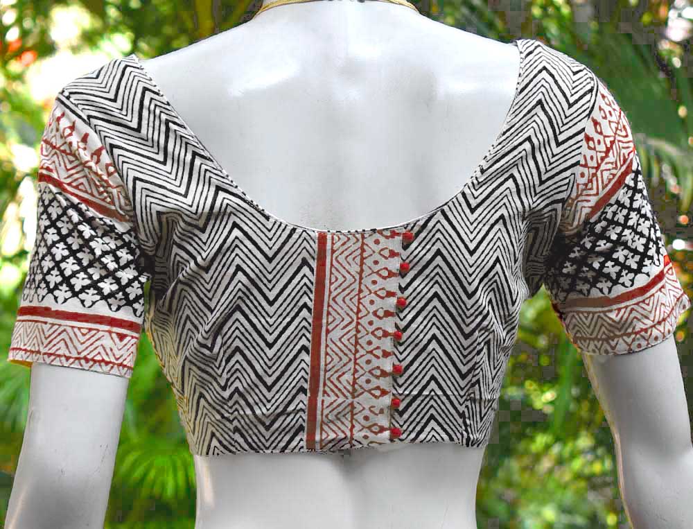 Block Printed cotton Blouse - Size 36