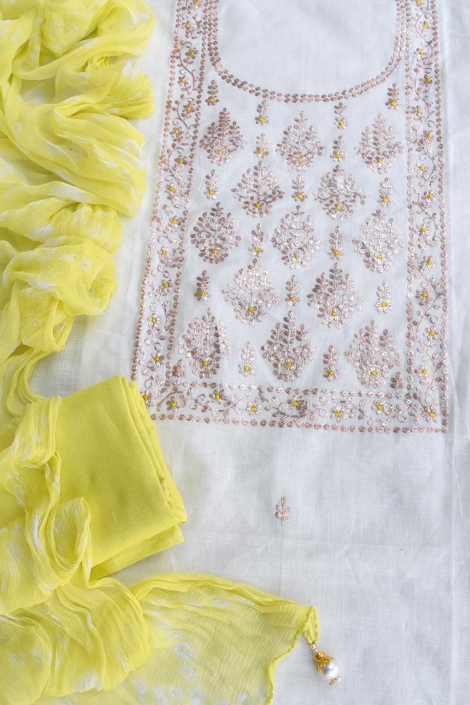 Kota Doria Pure Silk Salwar Suit With Hand Pittan Work at Rs 4999.00 |  Delhi| ID: 26360519230