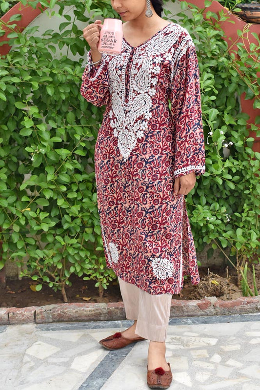 Rayon Kurta with Hand Embroidery