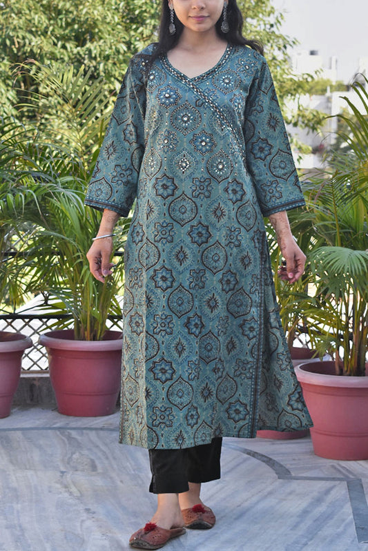 Beautiful Cotton Kurta with Tagai & Aari work & Embroidered Sequins