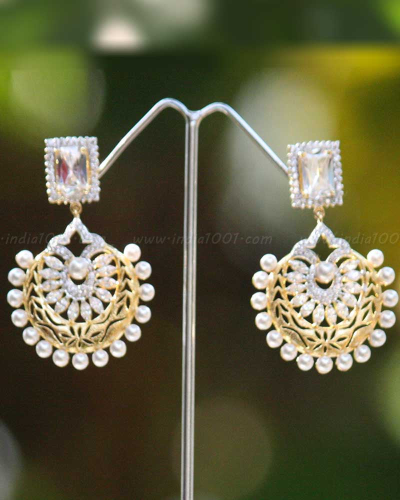 Elegant AD & Pearl Earrings