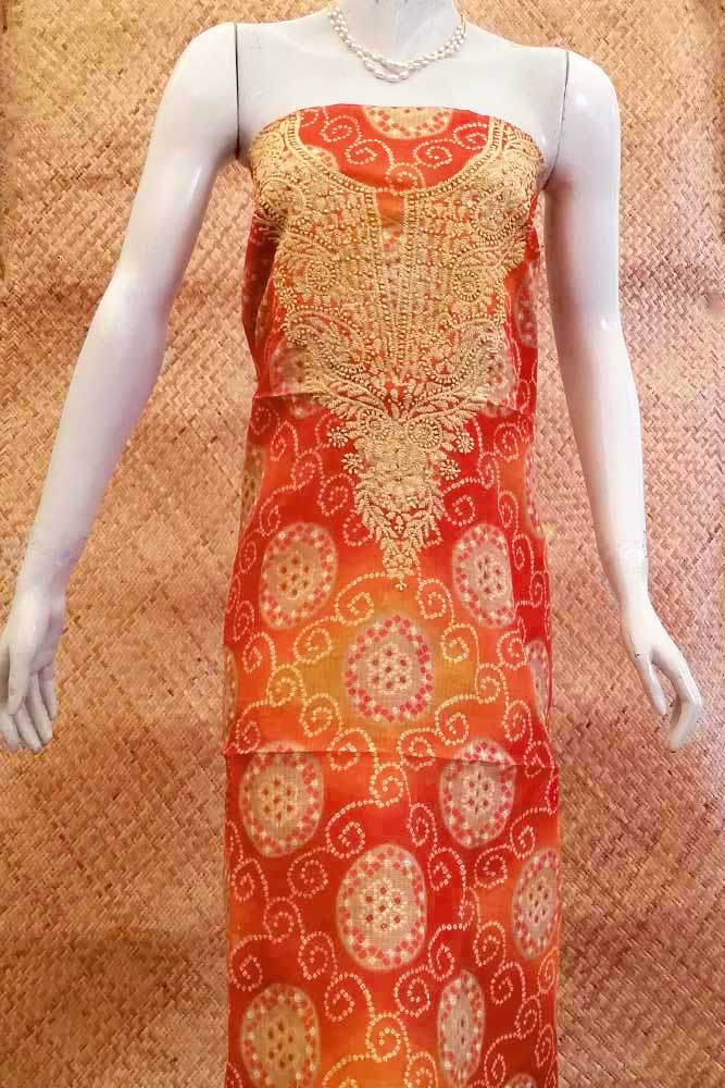 Art Kota Silk Kurta Fabric with Hand Chikankari embroidery