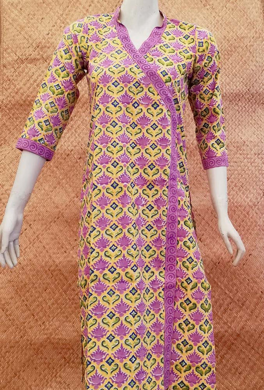 Elegant Block Printed Cotton  Long Kurta