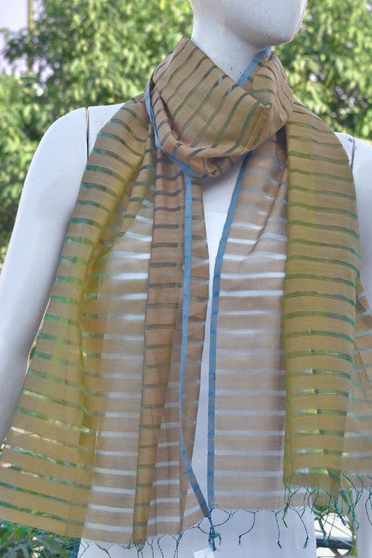 Beautiful Handwoven Maheshwari Silk Cotton stoles with missing weave