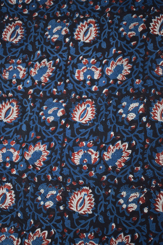 Beautiful Natural Jahota Hand Block Printed Pure Cotton  Fabric ( 2.5 mtrs cut)