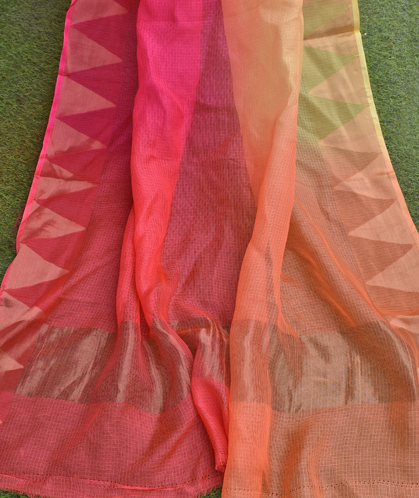 Beautiful Multi Dyed Kota Silk Saree with Zari border