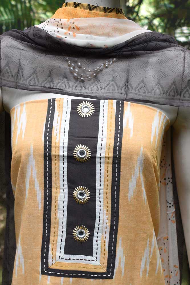 Elegant Ikkat Cotton Unstitched Suit fabric