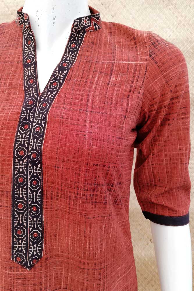 Elegant Block Printed Ajrakh Cotton  Kurta