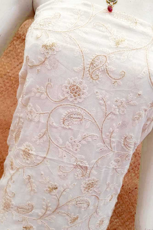 Georgette Kurta Fabric with embroidery & zari work