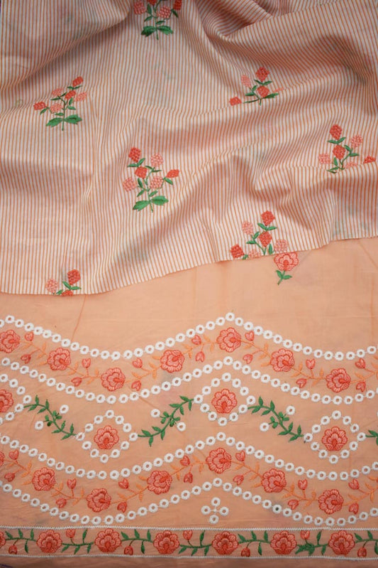 Embroidered Cotton Fabric combo ( set of 2 cut pcs)