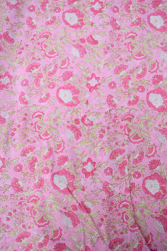 Beautiful Block Printed Running Cotton Fabric ( 2.5 mtrs cut)