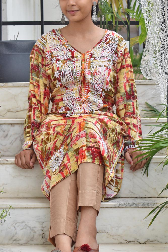 Rayon Kurta with Hand Embroidery
