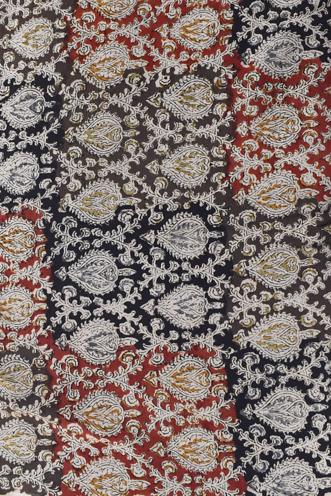 Hand Block Printed Chanderi silk Cotton Running Fabric ( 2.5 mtr cut)