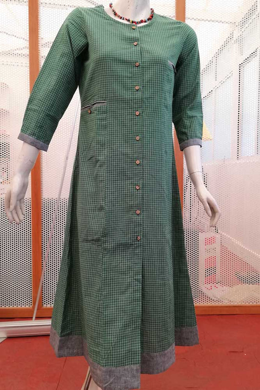 Elegant Woven A-line Cotton long dress