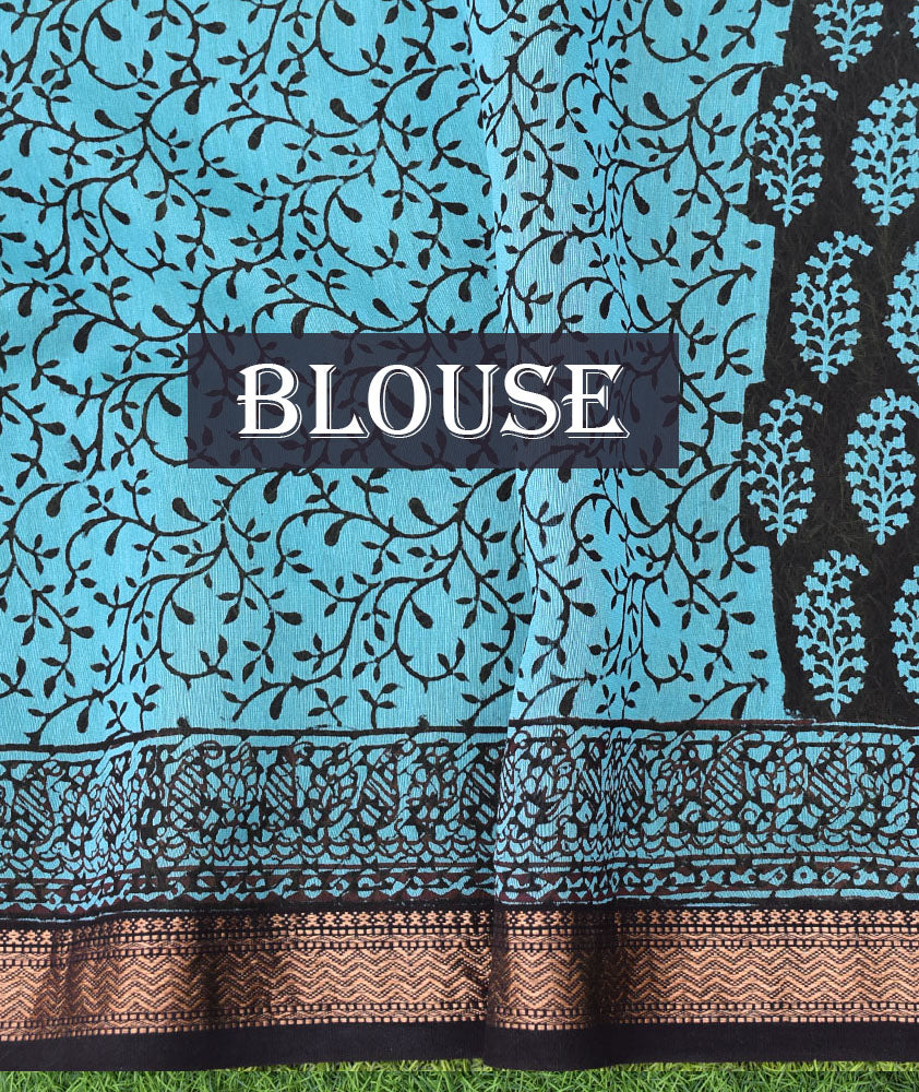 Elegant Handwoven Maheshwari saree with Bagh Hand Block Print