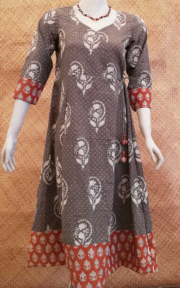 Elegant Long Cotton kurta/ dress with side Tie up