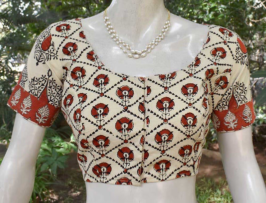 Block Printed cotton Blouse - Size 36, 38 , 40, 42