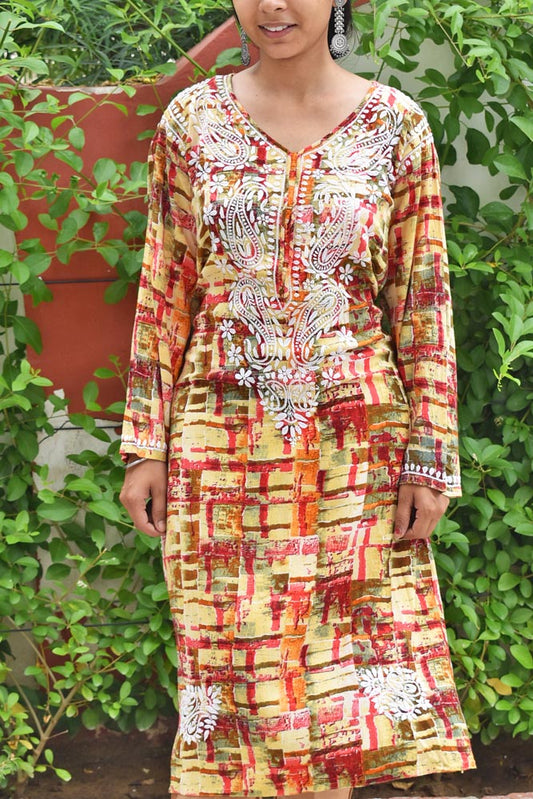 Rayon Kurta with Hand Embroidery