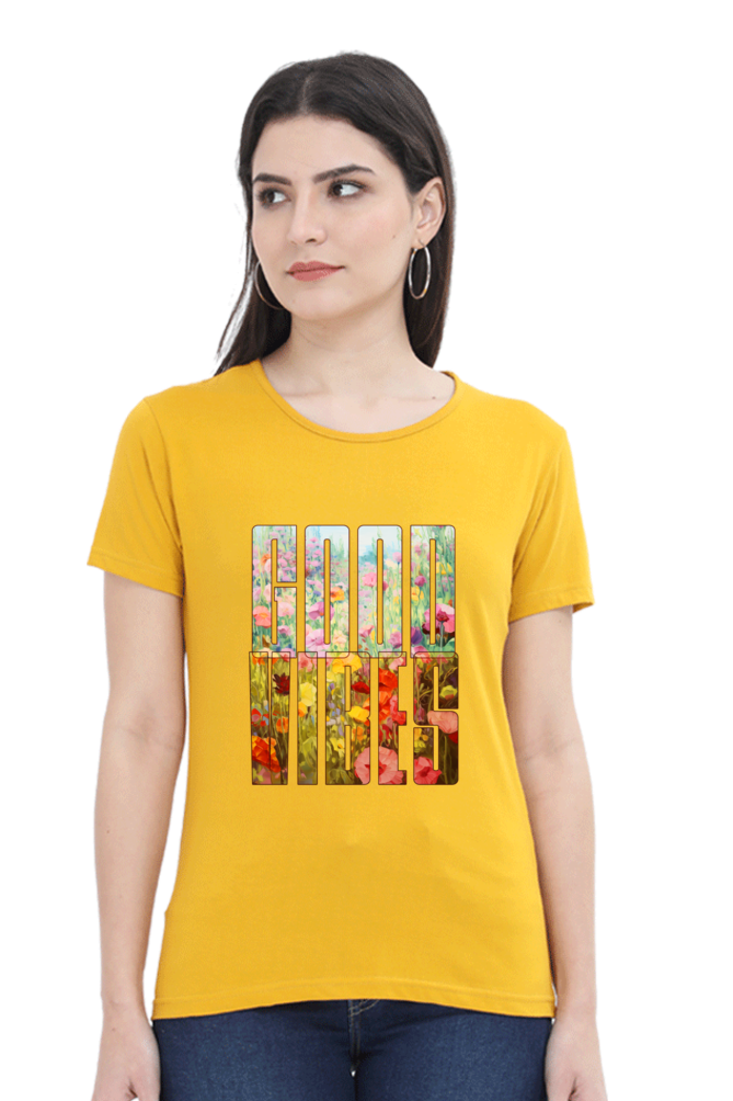 Good Vibes Floral Womens T-Shirt