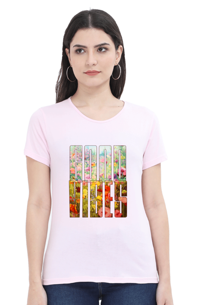 Good Vibes Floral Womens T-Shirt