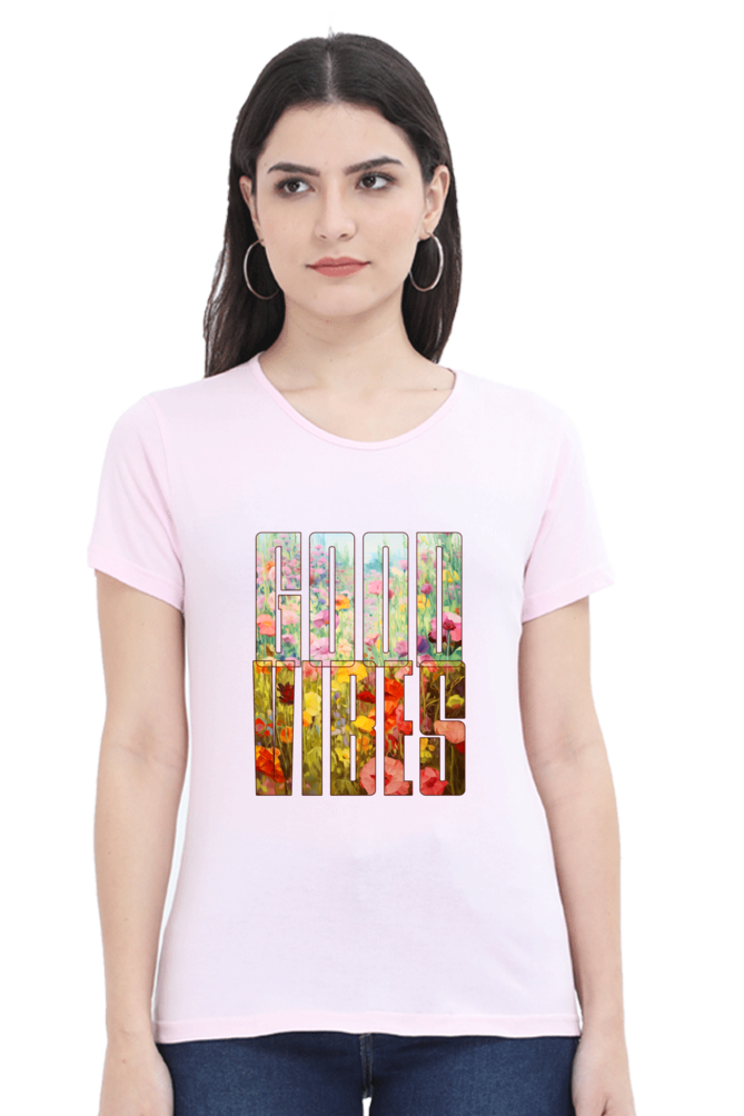 Good Vibes Floral Womens T-Shirt