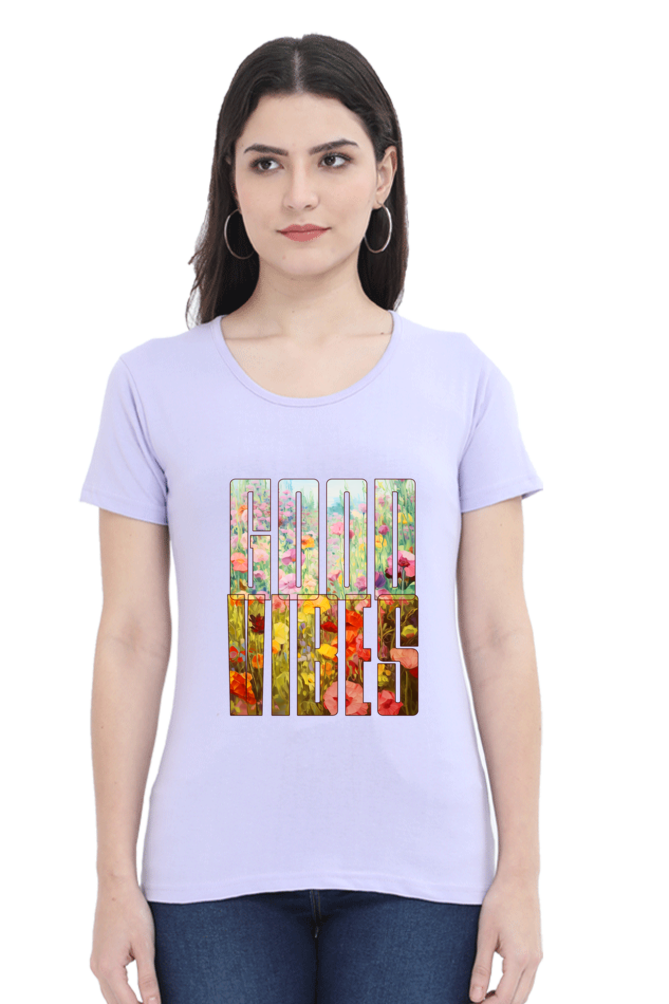 Good Vibes Floral Womens T-Shirt