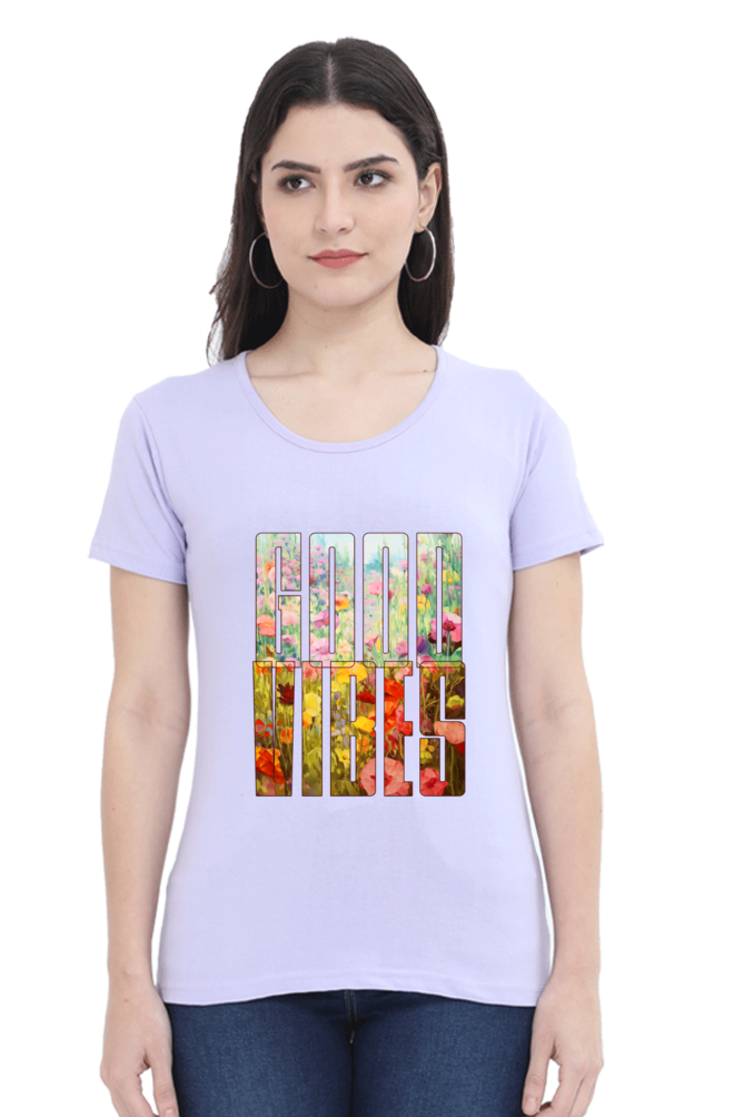 Good Vibes Floral Womens T-Shirt