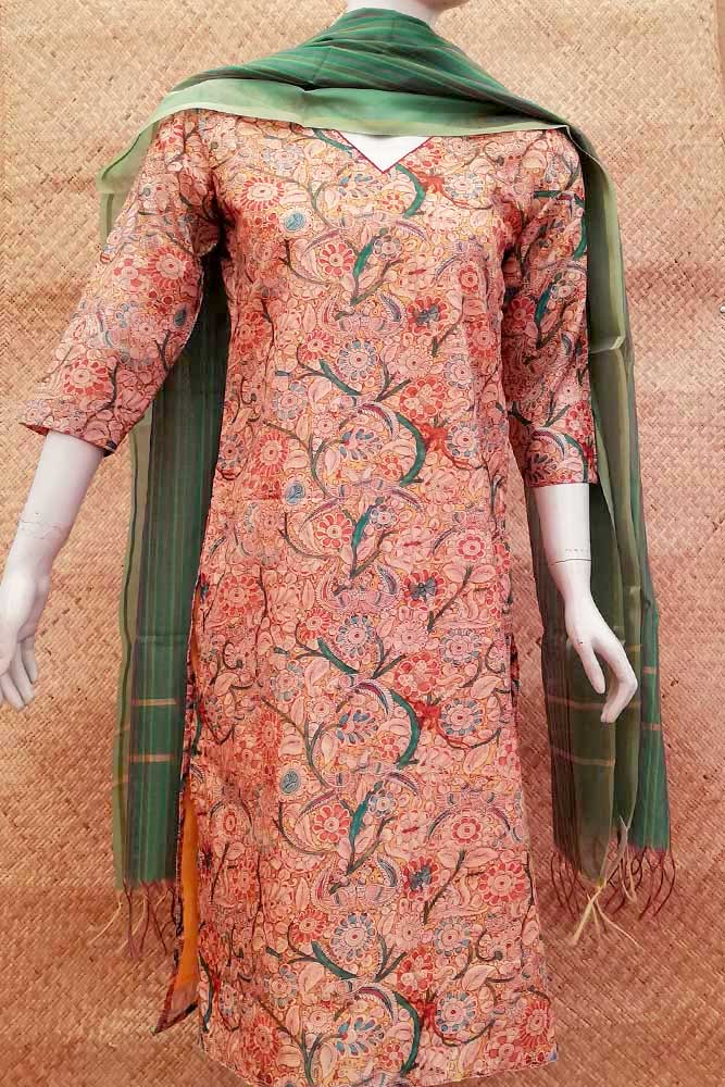 Elegant Silk Cotton  Kurta with Kalamkari print