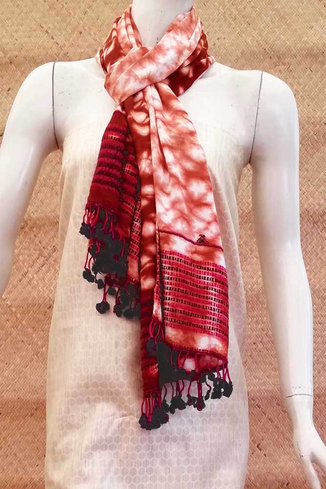 Elegant Woven Cotton Bhujodi stole with Shibori dyeing