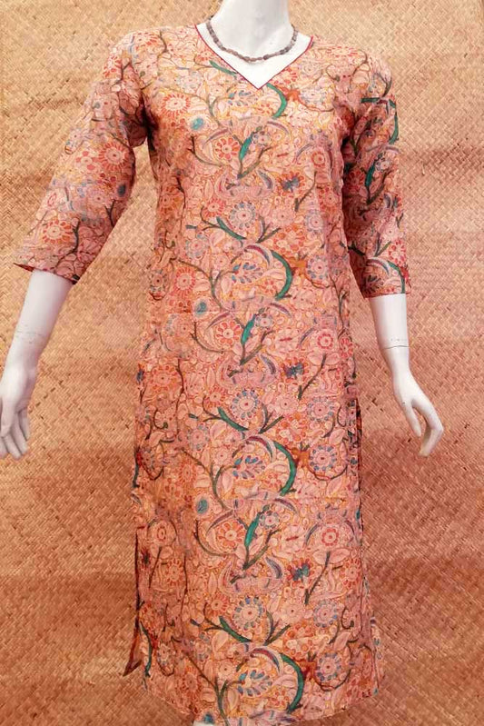 Elegant Silk Cotton  Kurta with Kalamkari print