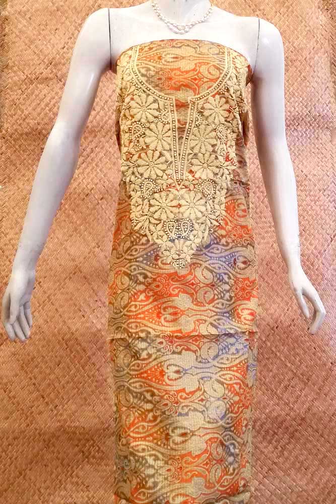 Art Kota Silk Kurta Fabric with Hand Chikankari embroidery