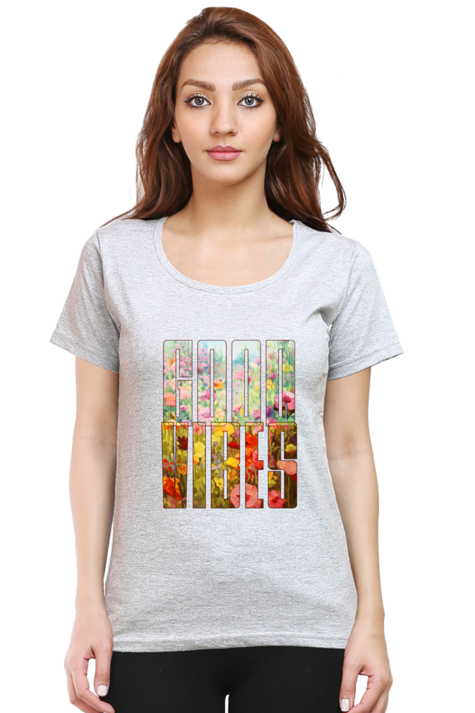 Good Vibes Floral Womens T-Shirt