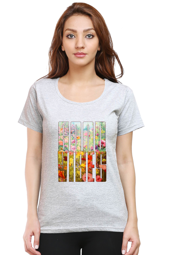 Good Vibes Floral Womens T-Shirt