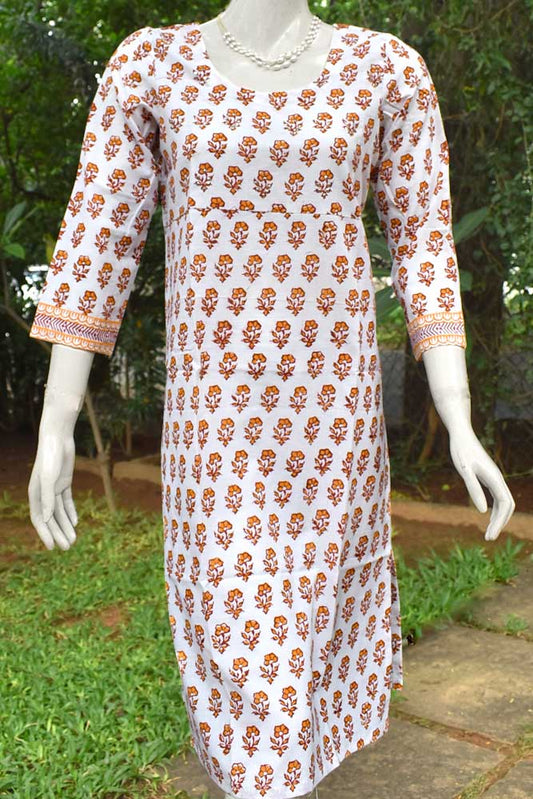 Block Printed Cotton Kurta with sequins