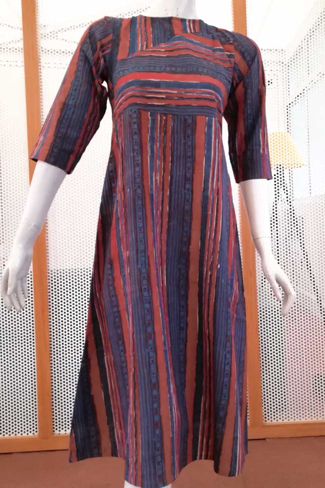 Elegant Ajrakh A-line Cotton dress