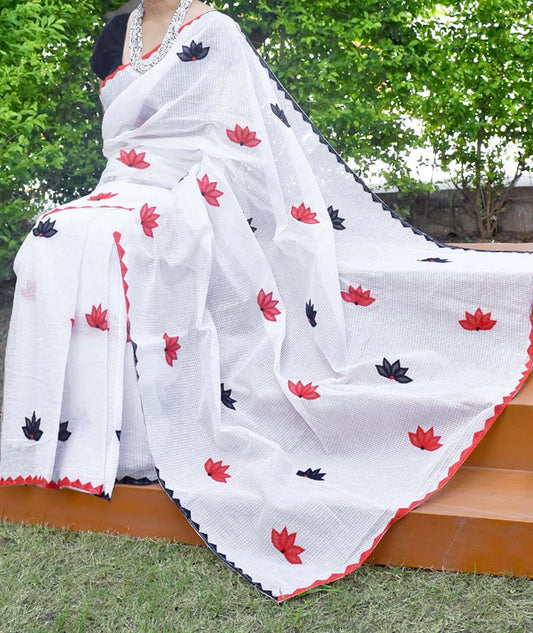 Elegant Kota cotton saree with  Applique Phool Patti work ( without BP)