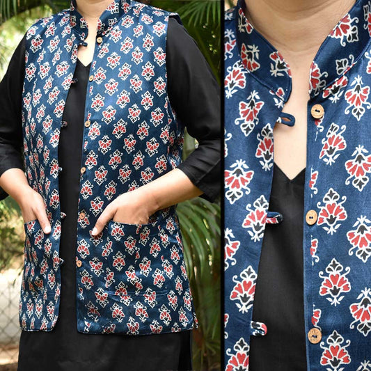Ajrakh Block Print Mashru jacket - size XS 34