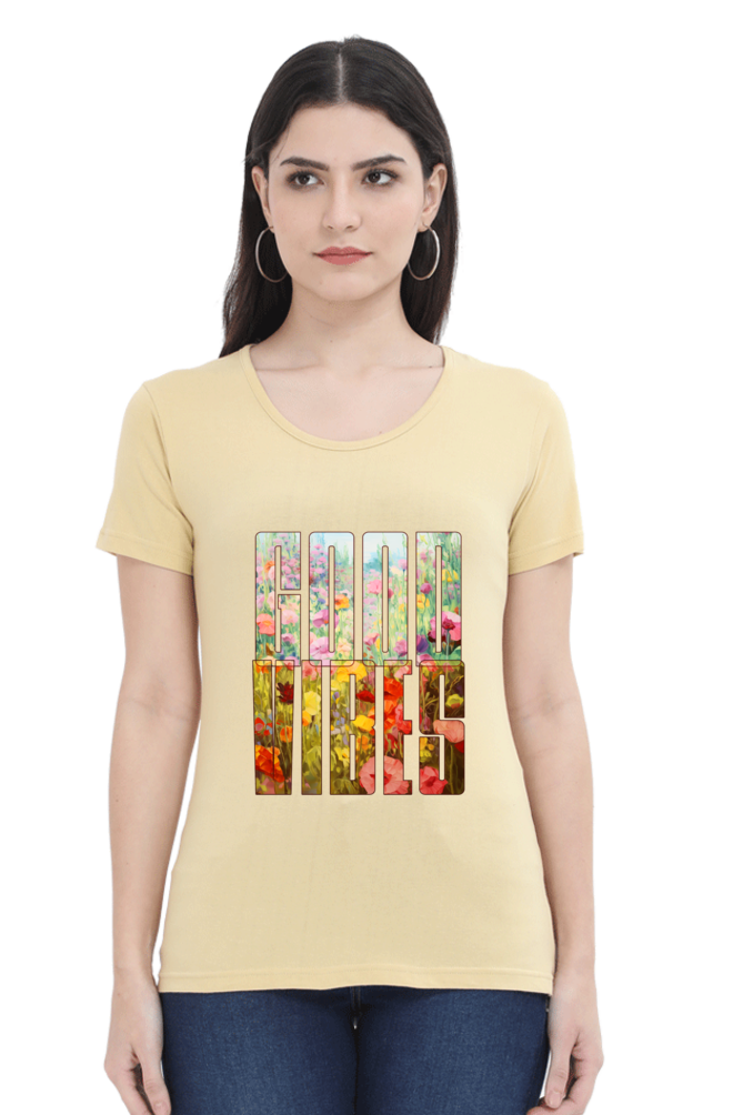 Good Vibes Floral Womens T-Shirt