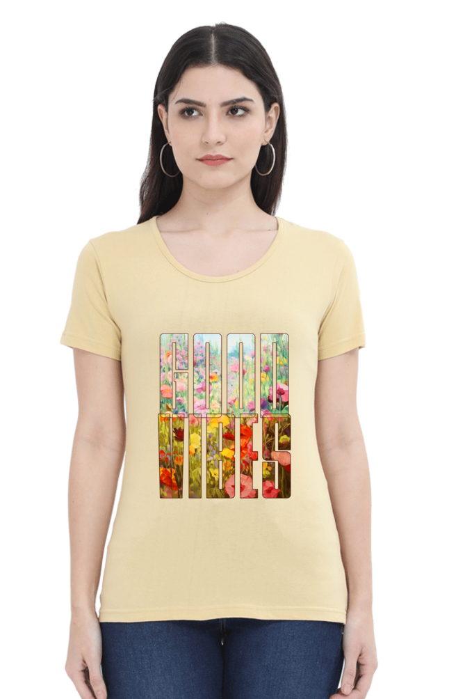 Good Vibes Floral Womens T-Shirt