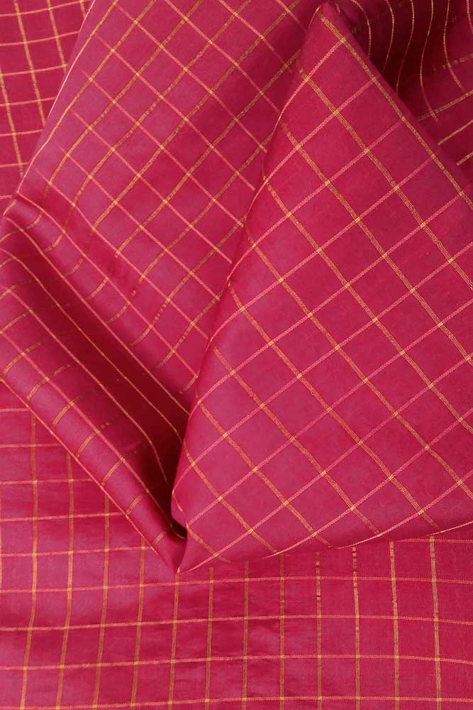 Fine silk fabric with woven zari checks