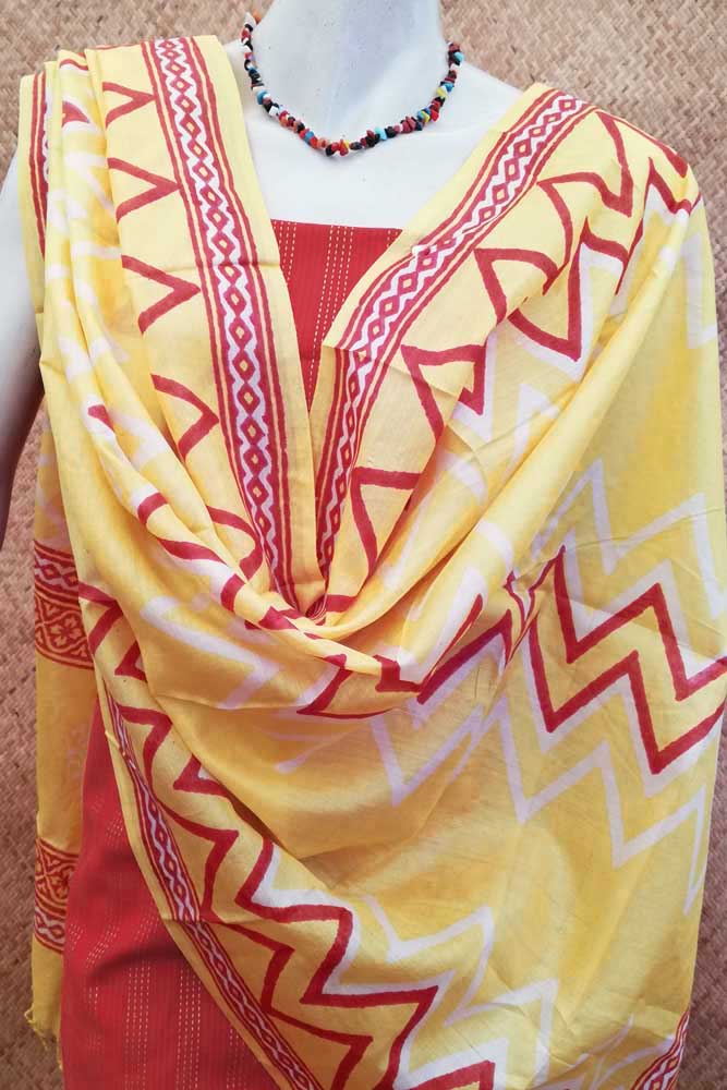 Elegant Block Printed Tussar Silk dupatta