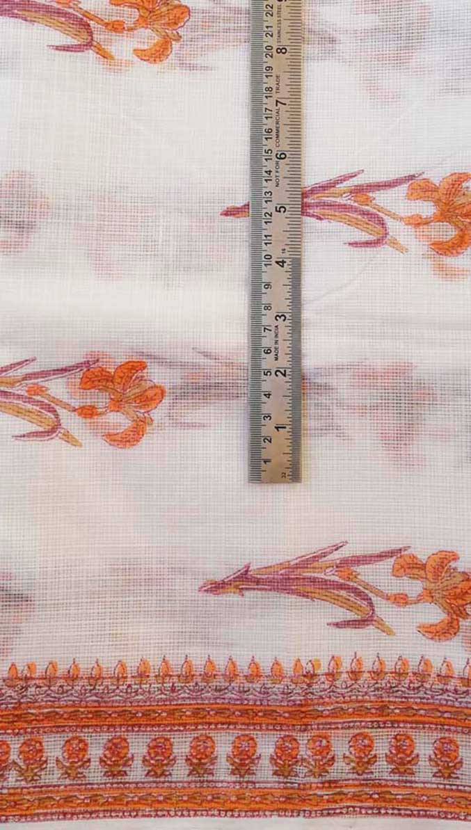 Hand Block Printed Kota Doria (Cotton) Running Fabric
