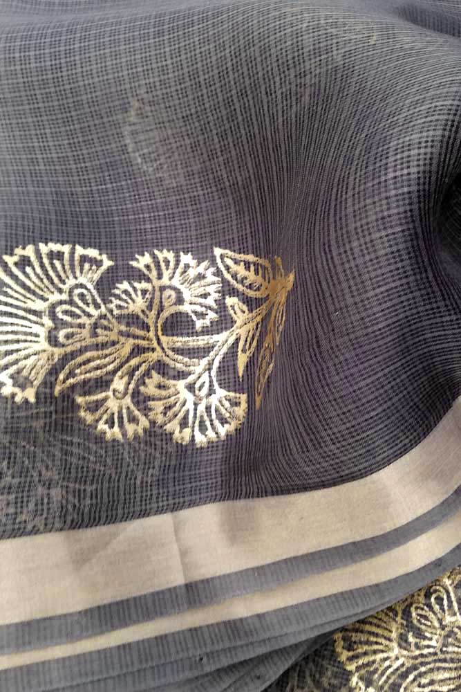 Kota Silk Fabric with Foil print