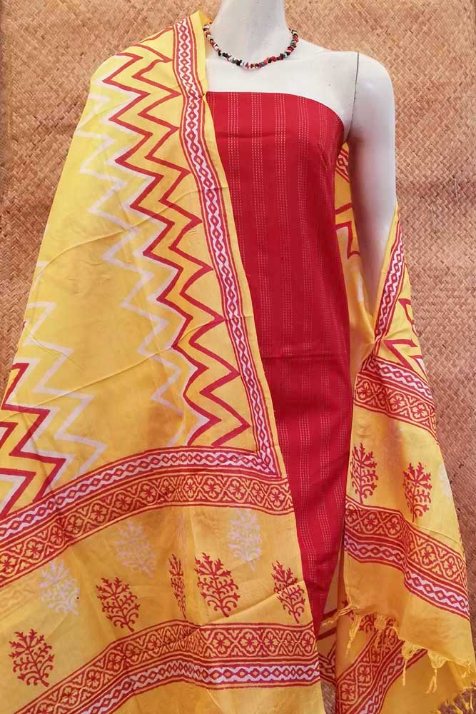 Elegant Block Printed Tussar Silk dupatta